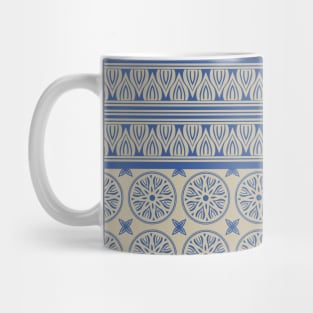 African Ethnic Tribal Beige Blue Pattern Mug